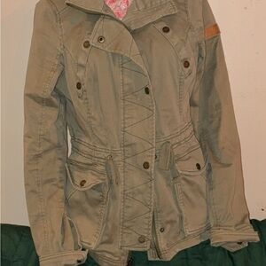 Hollister Olive Utility Jacket Large | Military Style Lightweight Fall Jacket